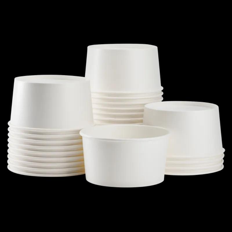 Karat® Food Container Base 24 OZ Double Wall Poly-Coated Paper White Round 600/Case