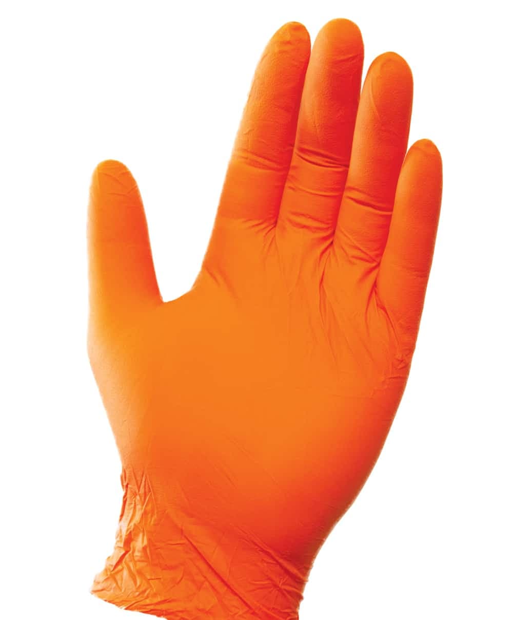 Safety Zone® Gloves XL Orange 4MIL Nitrile Powder-Free 100 Count/Box 10 Box/Case