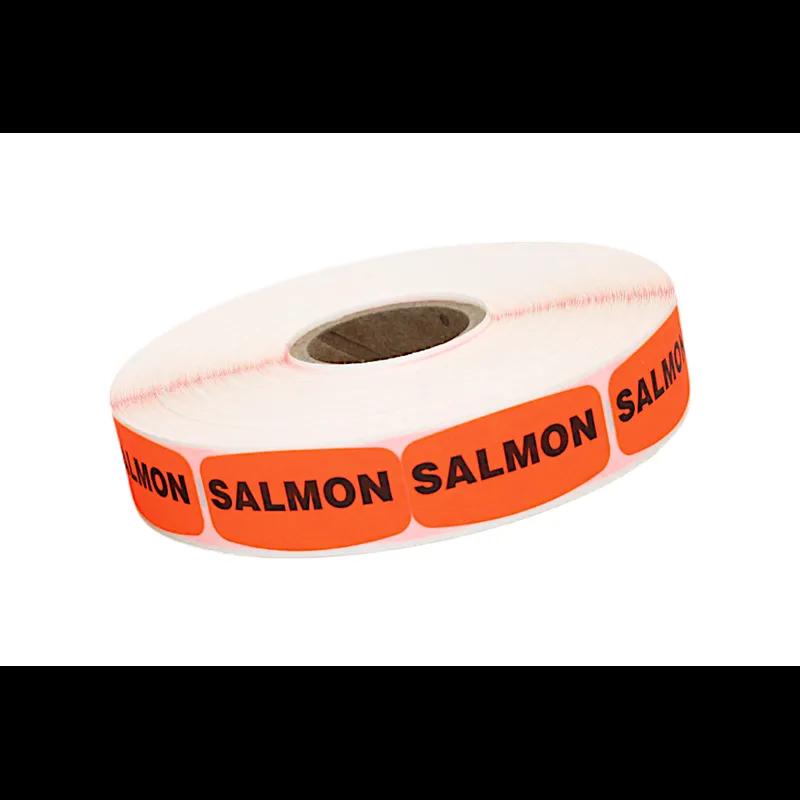 Salmon Label 0.625X1.25 IN Black Fluorescent Red Short Oval 1000 Count/Roll 50 Rolls/Case 50000 Count/Case