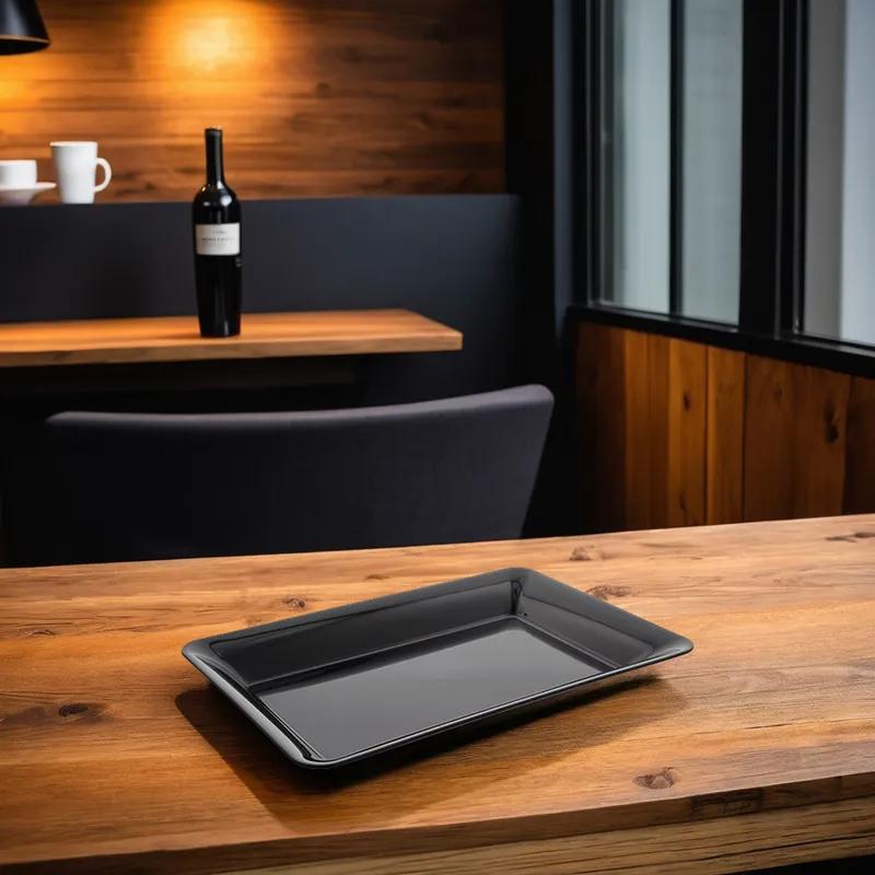 WNA Serving Tray 14X10 IN PS Black Rectangle 25/Case