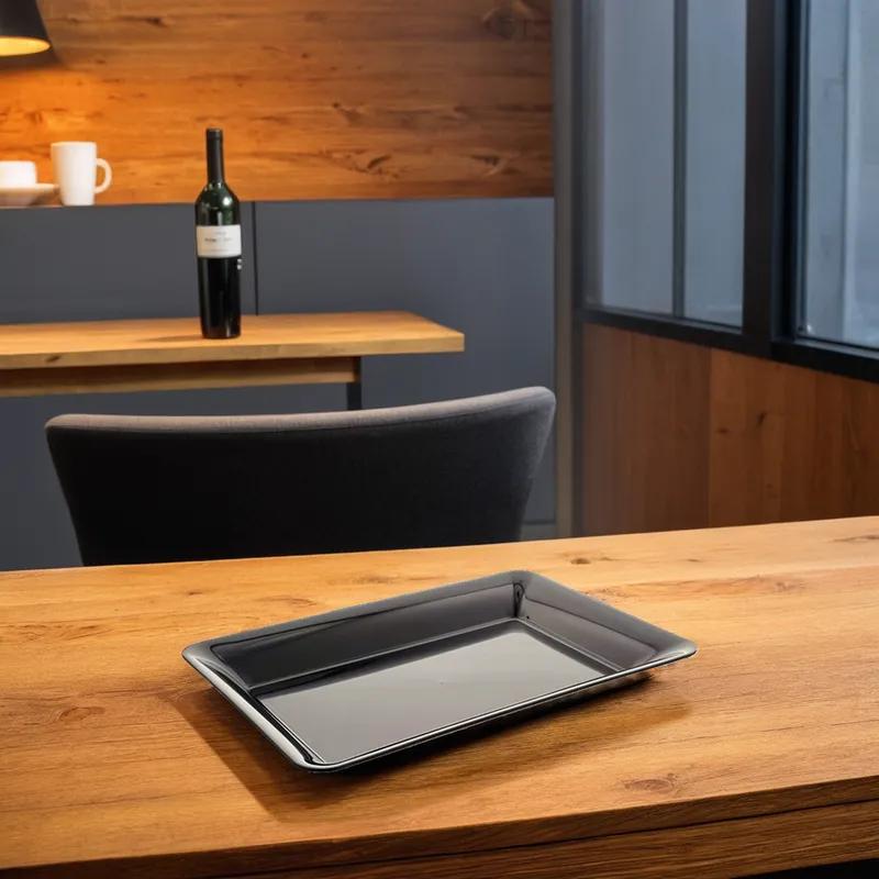 WNA Serving Tray 14X10 IN PS Black Rectangle 25/Case
