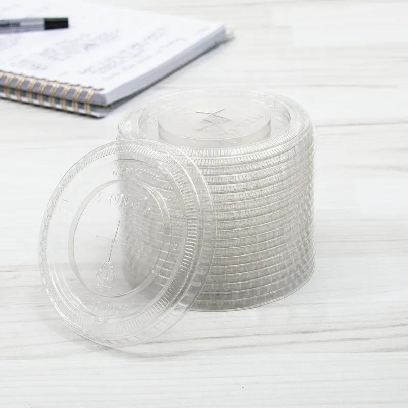 Dart® Lid 3.413X0.358 IN PET Clear For 3.5 OZ Cold Plastic Cups Straw Slot Freezer Safe 100 Count/Bag 10 Bags/Case