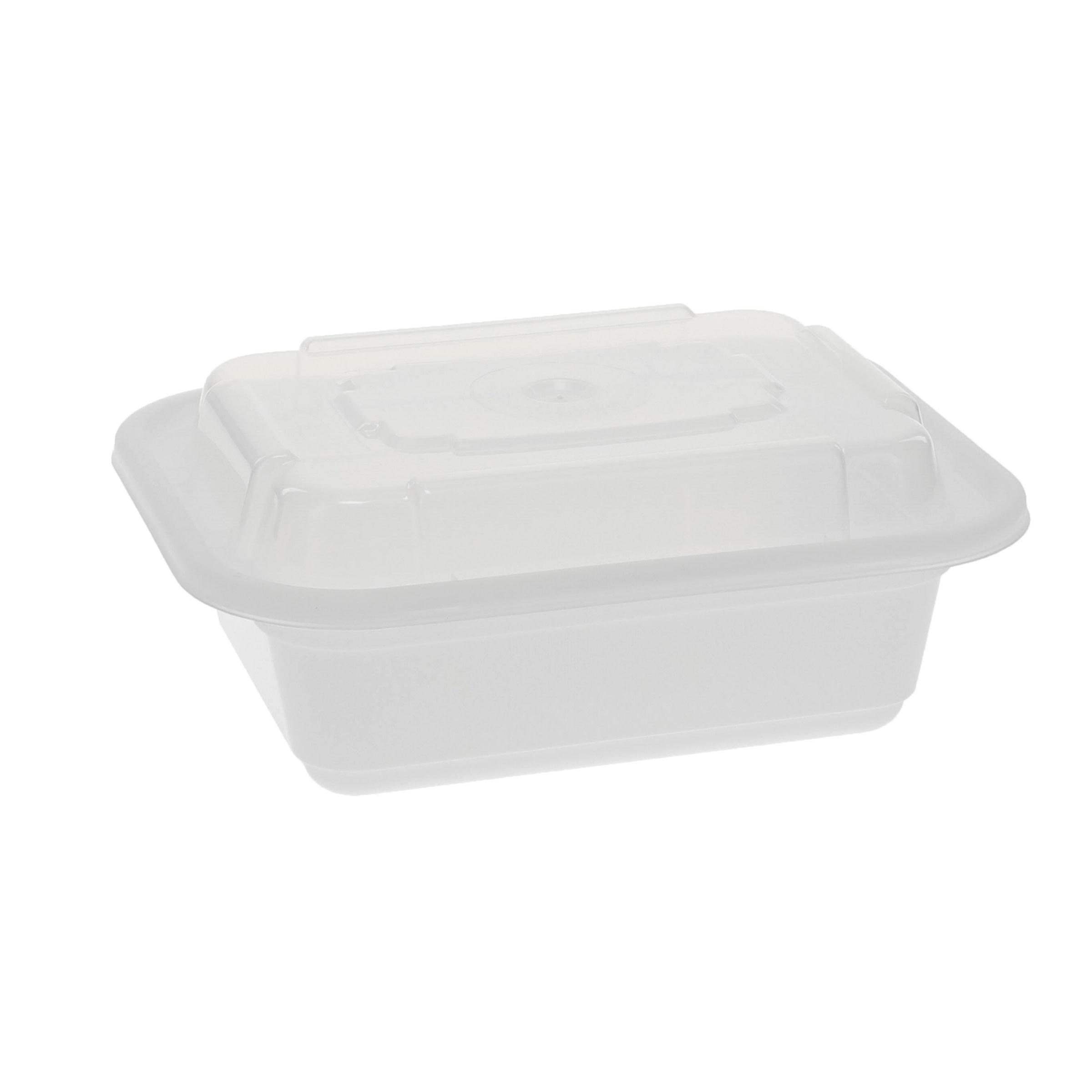 Take-Out Container Base & Lid Combo With Dome Lid 12 OZ PP White Clear Rectangle 150/Case