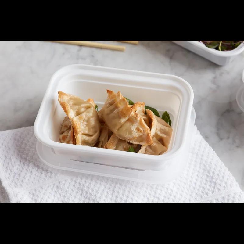 Take-Out Container Base & Lid Combo With Dome Lid 12 OZ PP White Clear Rectangle 150/Case