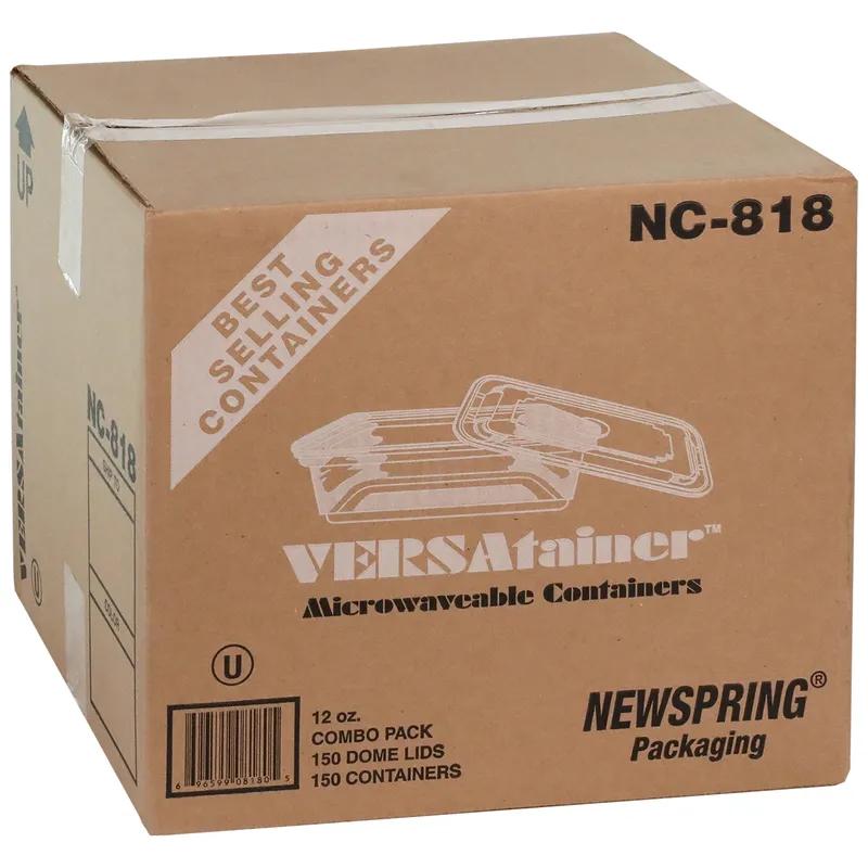 Take-Out Container Base & Lid Combo With Dome Lid 12 OZ PP White Clear Rectangle 150/Case