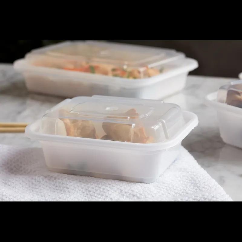 Take-Out Container Base & Lid Combo With Dome Lid 12 OZ PP White Clear Rectangle 150/Case