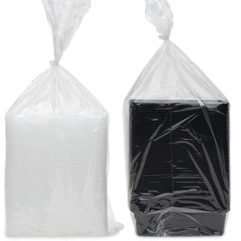 Take-Out Container Base & Lid Combo With Dome Lid 38 OZ Plastic Black Rectangle 150/Case