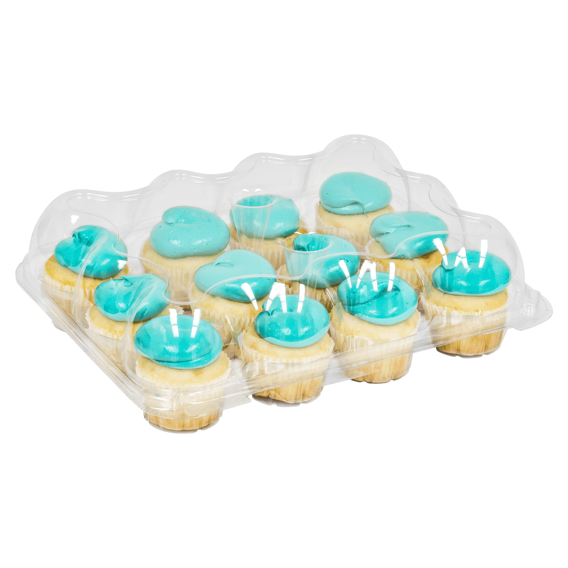 Cupcake Hinged Container With Dome Lid 12 CT 12.38X10X3.7 IN PET Clear 100/Case