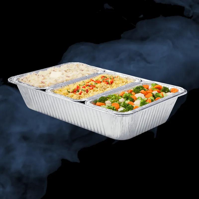 Tru-Fit Steam Table Pan 1/3 Size Aluminum Silver Rectangle Shallow Full Curl 200/Case
