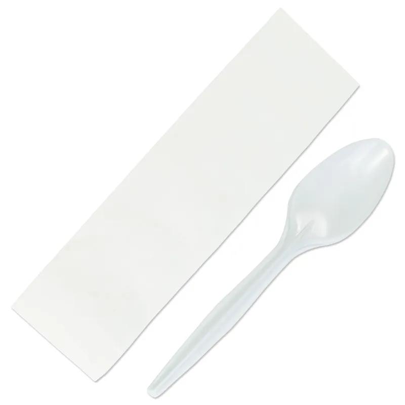 2PC Cutlery Kit PP White Medium Weight Individually Wrapped With Napkin, Spoon 1000/Case