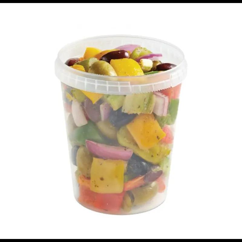 Deli Container Base 32 OZ PP Clear Round Tamper-Evident Tamper-Resistant 250/Case