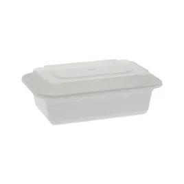 Take-Out Container Base & Lid Combo With Dome Lid 24 OZ PP White Clear Rectangle 150/Case