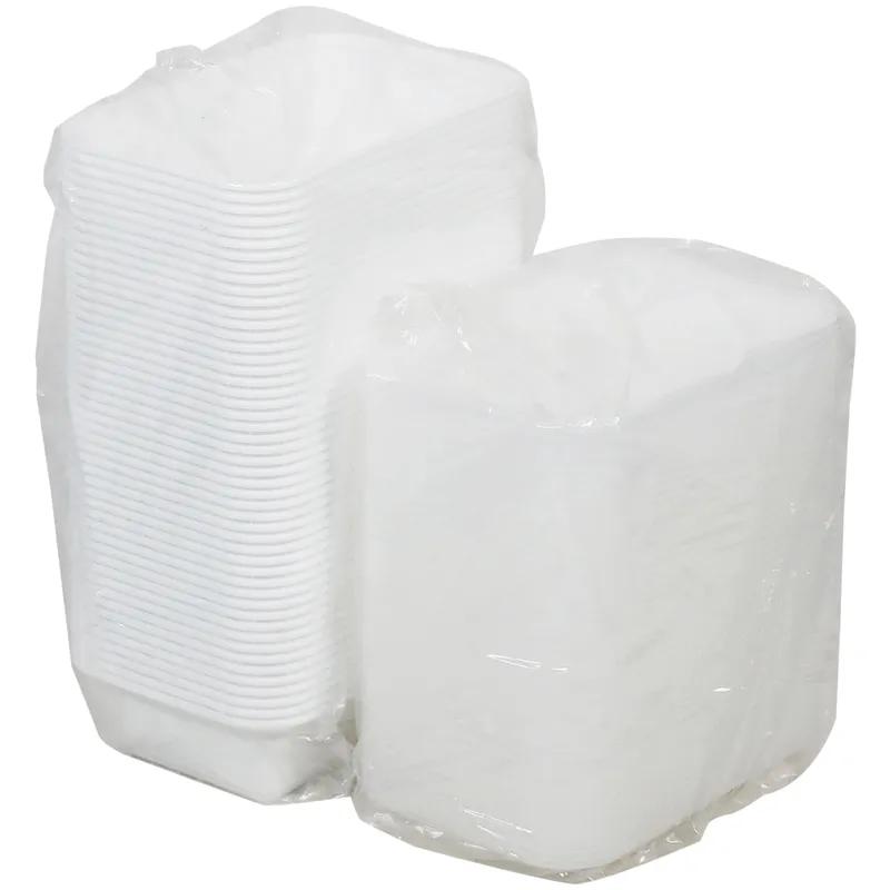 Take-Out Container Base & Lid Combo With Dome Lid 24 OZ PP White Clear Rectangle 150/Case