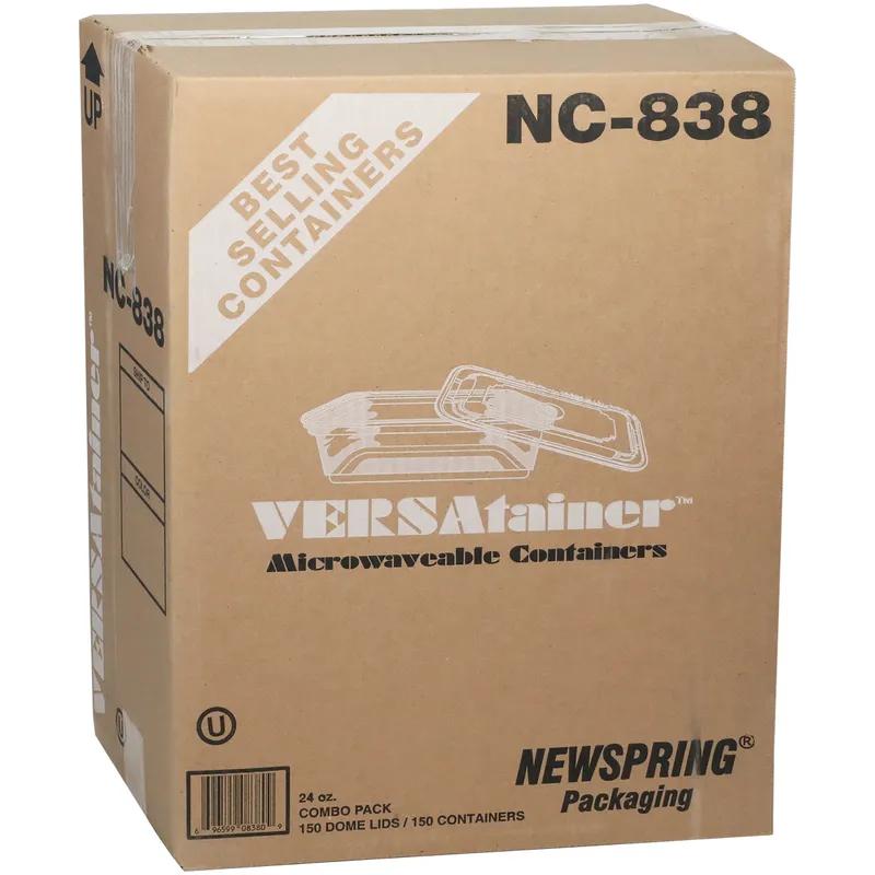 Take-Out Container Base & Lid Combo With Dome Lid 24 OZ PP White Clear Rectangle 150/Case