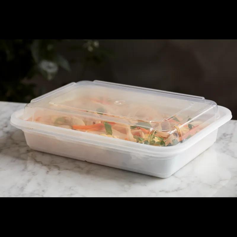 Take-Out Container Base & Lid Combo With Dome Lid 24 OZ PP White Clear Rectangle 150/Case