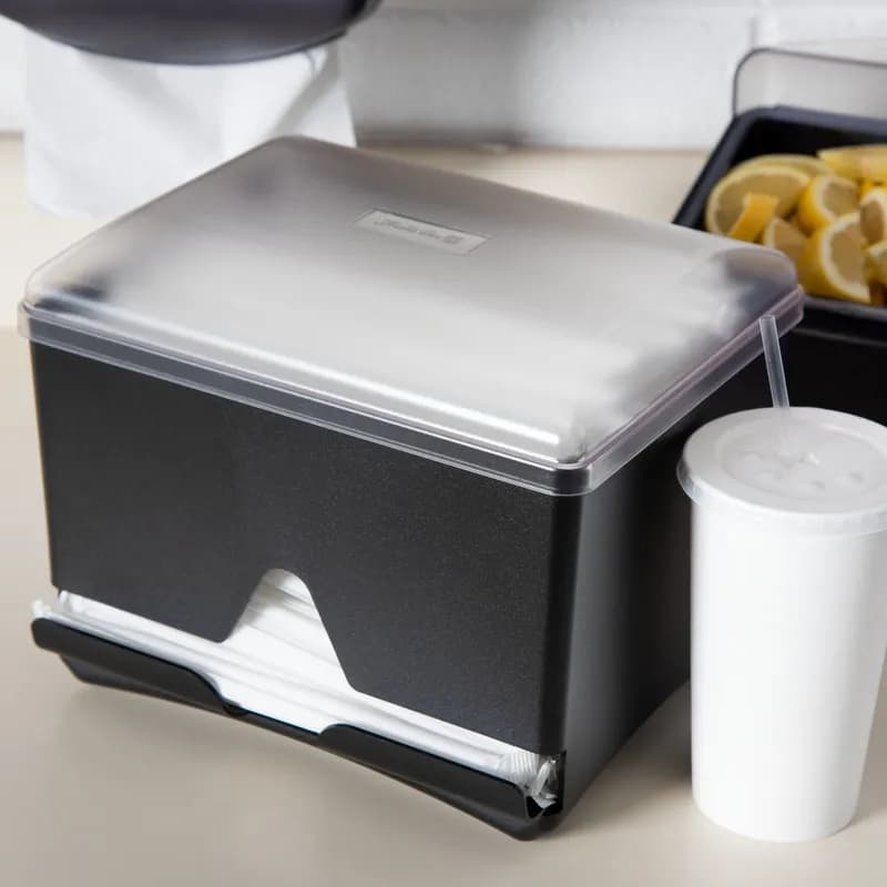 San Jamar Straw Dispenser Plastic Black High Capacity Single-Sided 1/Each