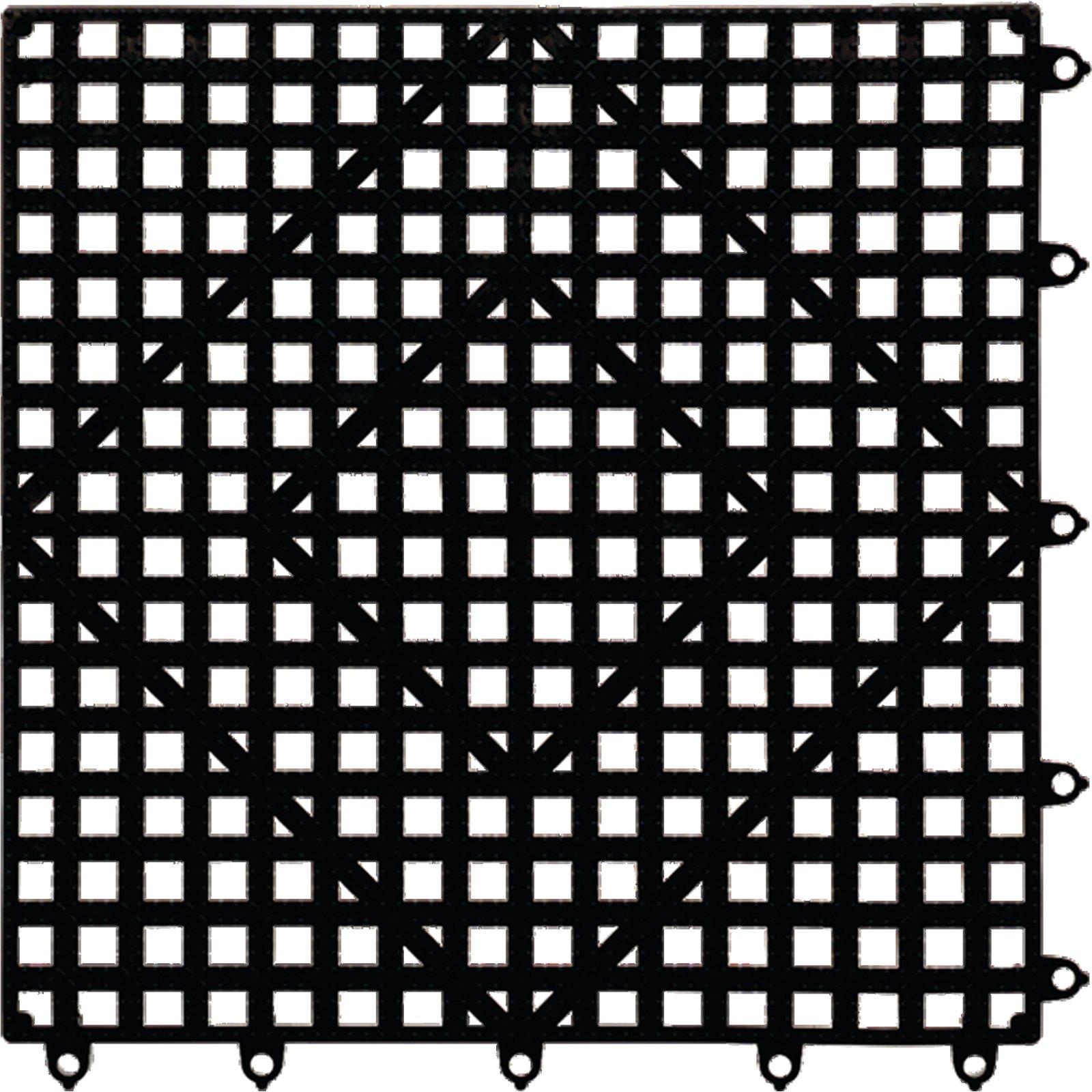 Bar Mat 12X12 IN PVC Black Light Weight Interlocking 1/Each