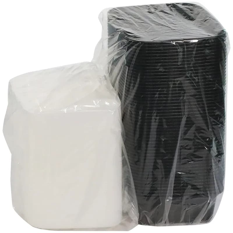VERSAtainer® Take-Out Container Base & Lid Combo With Dome Lid 36 OZ PP Black Clear Square 150/Case
