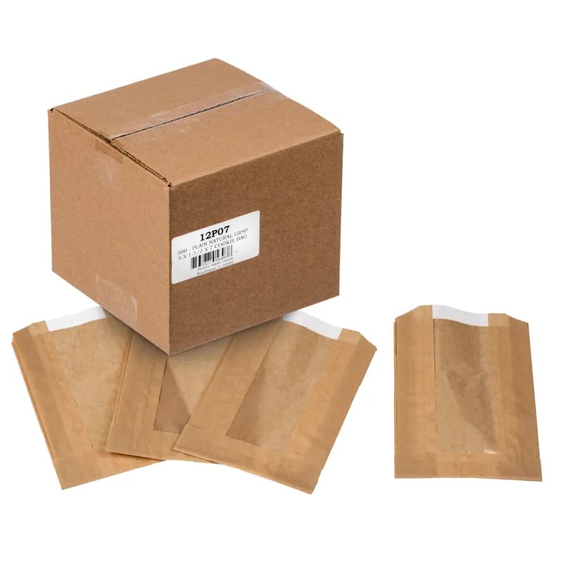 Bread Cookie Bag 5X1.5X7 IN Paper Natural Plain Panel With Window 2000/Case