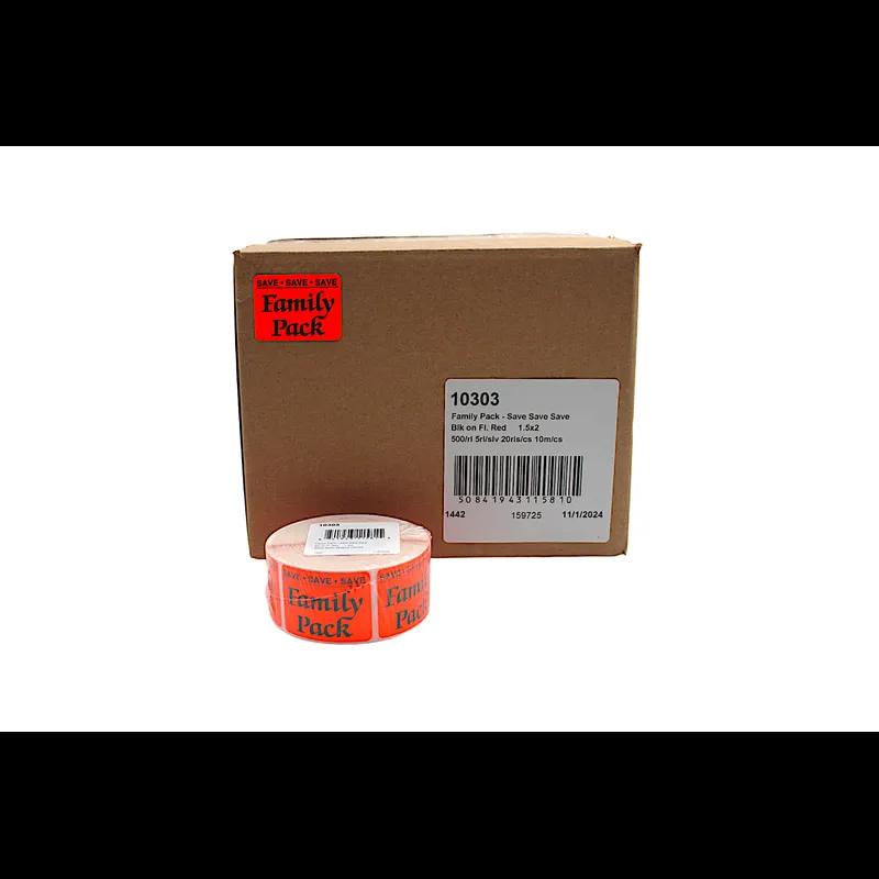 Save Save Save Family Pack Meat Value Family Label 1.5X2 IN Black Red Rectangle 500 Count/Roll 20 Rolls/Case