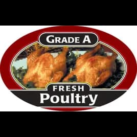 Grade A Fresh Poultry Meat Label 1.25X2 IN Picture Oval Foil 4 Color Process 500 Count/Roll 20 Rolls/Case