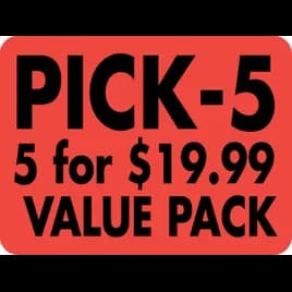 Pick 5 for 19.99 Value Pack Meat Family Label 1.5X2 IN Black Red Rectangle Tamper Evident 500 Count/Roll 70 Rolls/Case