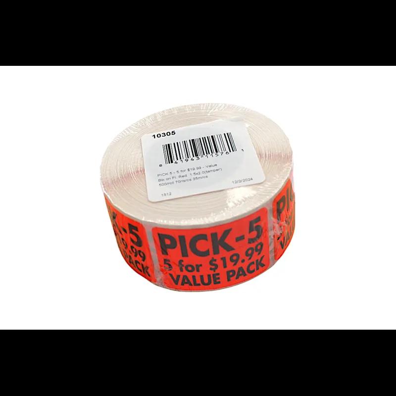 Pick 5 for 19.99 Value Pack Label 1.5X2 IN Orange Rectangle 500/Roll