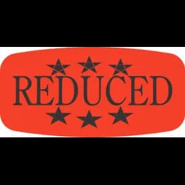 Reduced Label Black Fluorescent Red Stars Short Oval Dayglo 1000 Count/Roll 50 Rolls/Case 50000 Count/Case