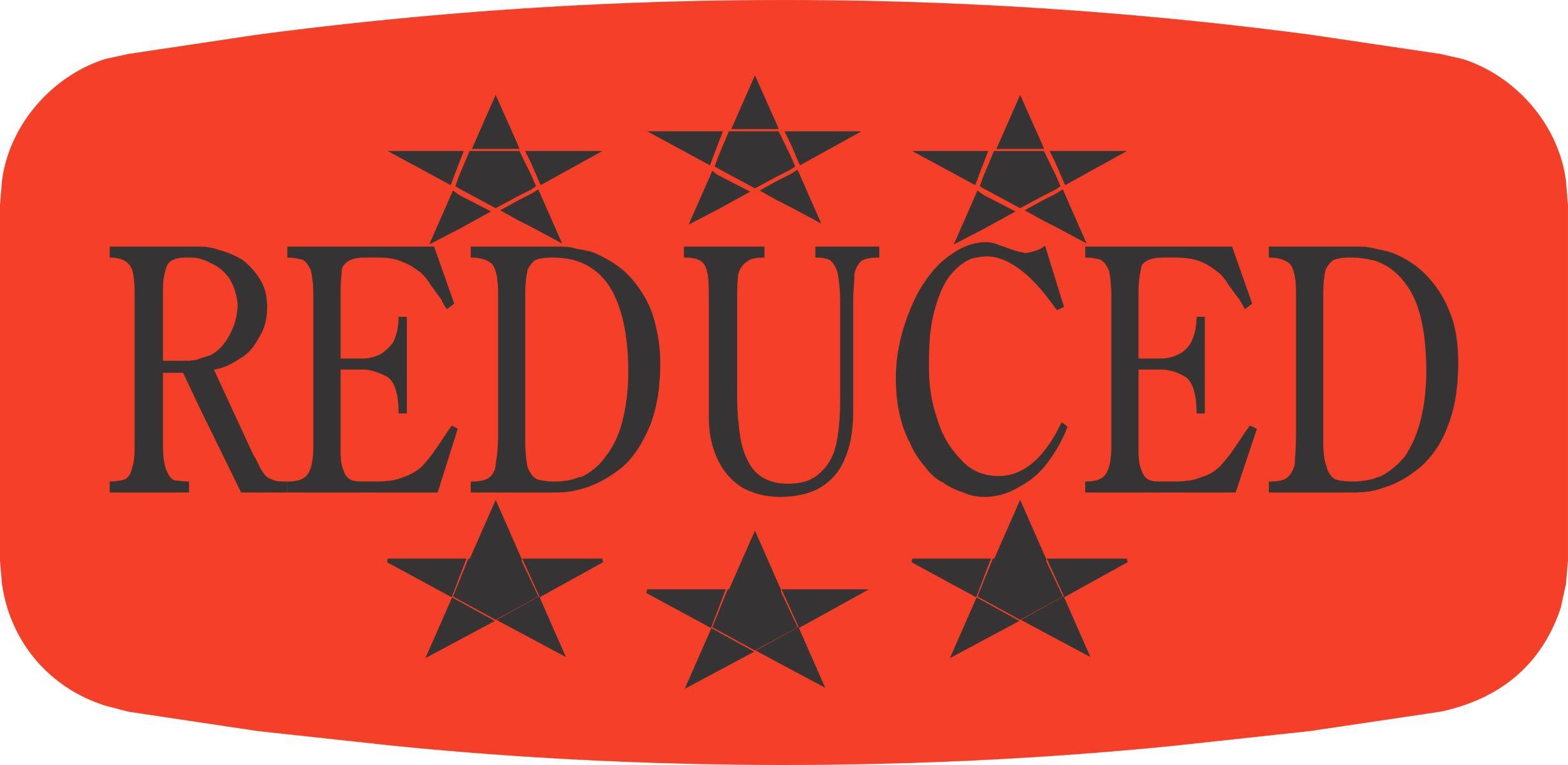 Reduced Label Black Fluorescent Red Stars Short Oval Dayglo 1000 Count/Roll 50 Rolls/Case 50000 Count/Case