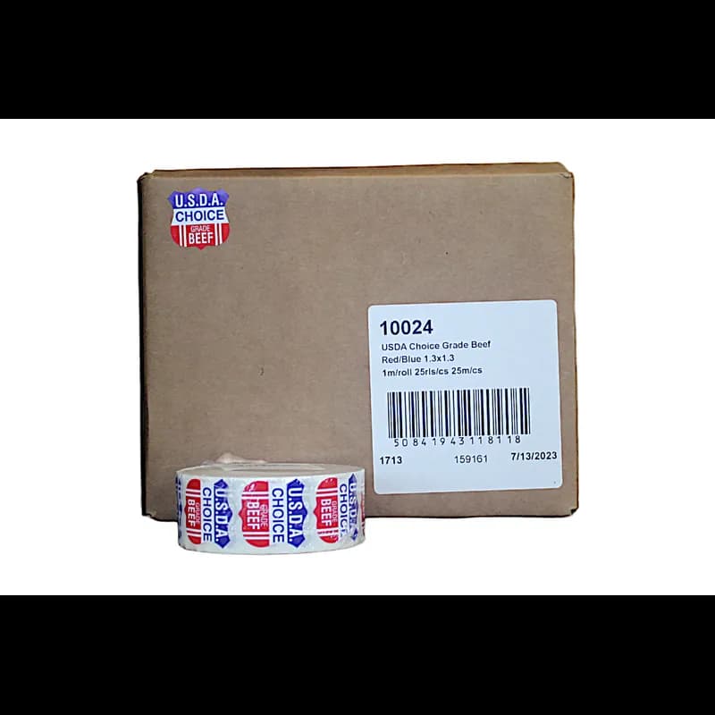 USDA Choice Grade Beef Meat Label 1.3X1.3 IN Red Blue Shield 1000 Count/Roll 25 Rolls/Case 25000 Count/Case