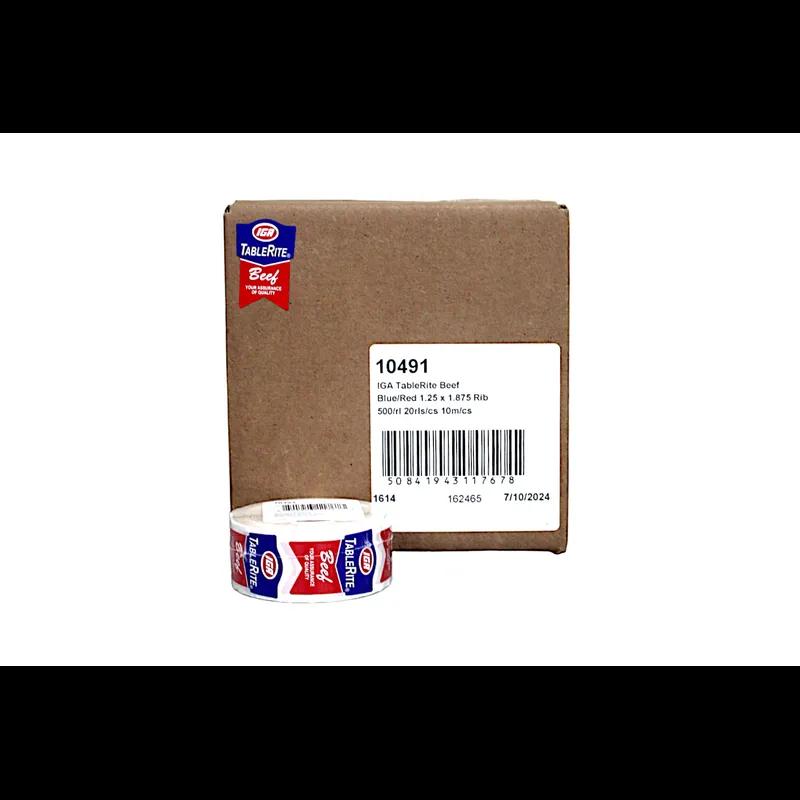 IGA TableRite Beef Meat Beef Label 1.25X1.875 IN Blue Red Ribbon 500 Count/Roll 20 Rolls/Case 10000 Count/Case