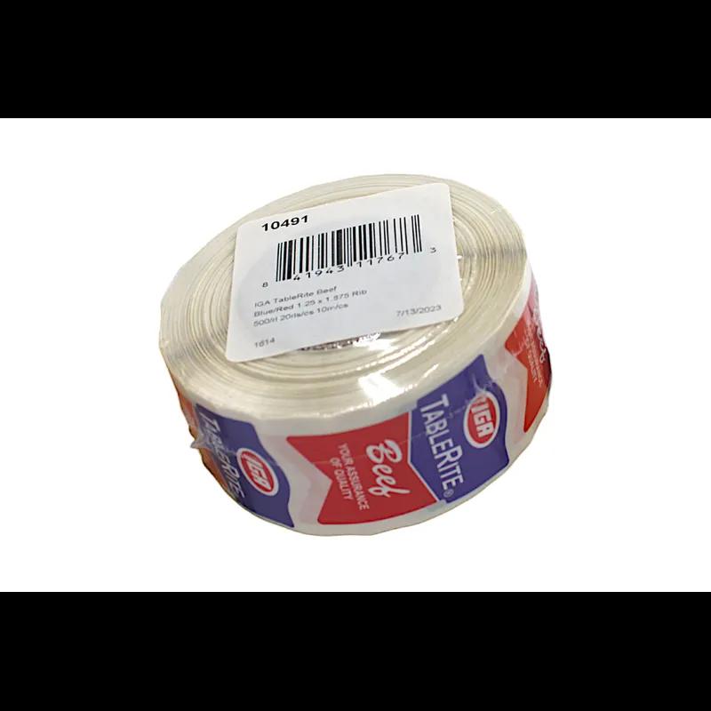 IGA TableRite Beef Meat Beef Label 1.25X1.875 IN Blue Red Ribbon 500 Count/Roll 20 Rolls/Case 10000 Count/Case