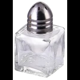 Salt & Pepper Shaker 1.125X1.125X2 IN 0.5 OZ Glass Stainless Steel Square 12/Dozen