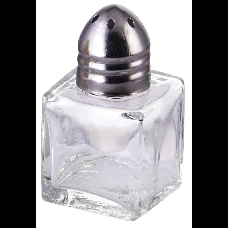 Salt & Pepper Shaker 1.125X1.125X2 IN 0.5 OZ Glass Stainless Steel Square 12/Dozen