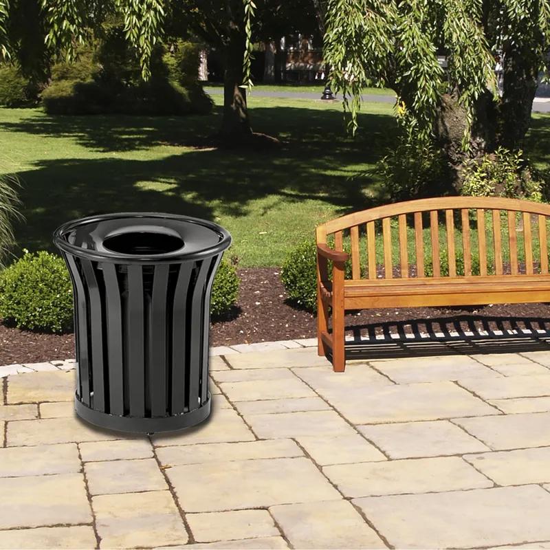 Americana Series® Outdoor Trash Receptacle 29X29X32.50 IN 36 GAL Black Steel 1/Each