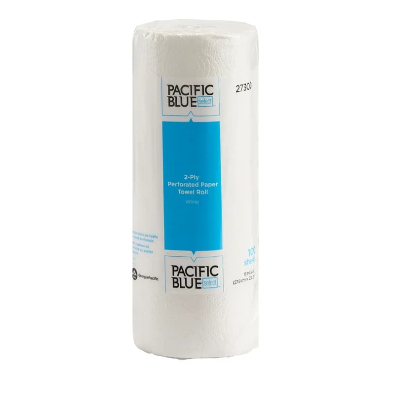 Pacific Blue Select Roll Paper Towel 9X11 IN 2PLY White Hardwound Perforated 100 Sheets/Roll 30 Rolls/Case