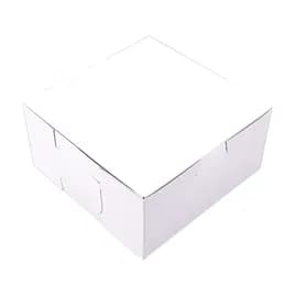 Bakery Box 6X6X3 IN Clay-Coated Kraft Board White Kraft Square Lock Corner Tuck Top 250/Bundle