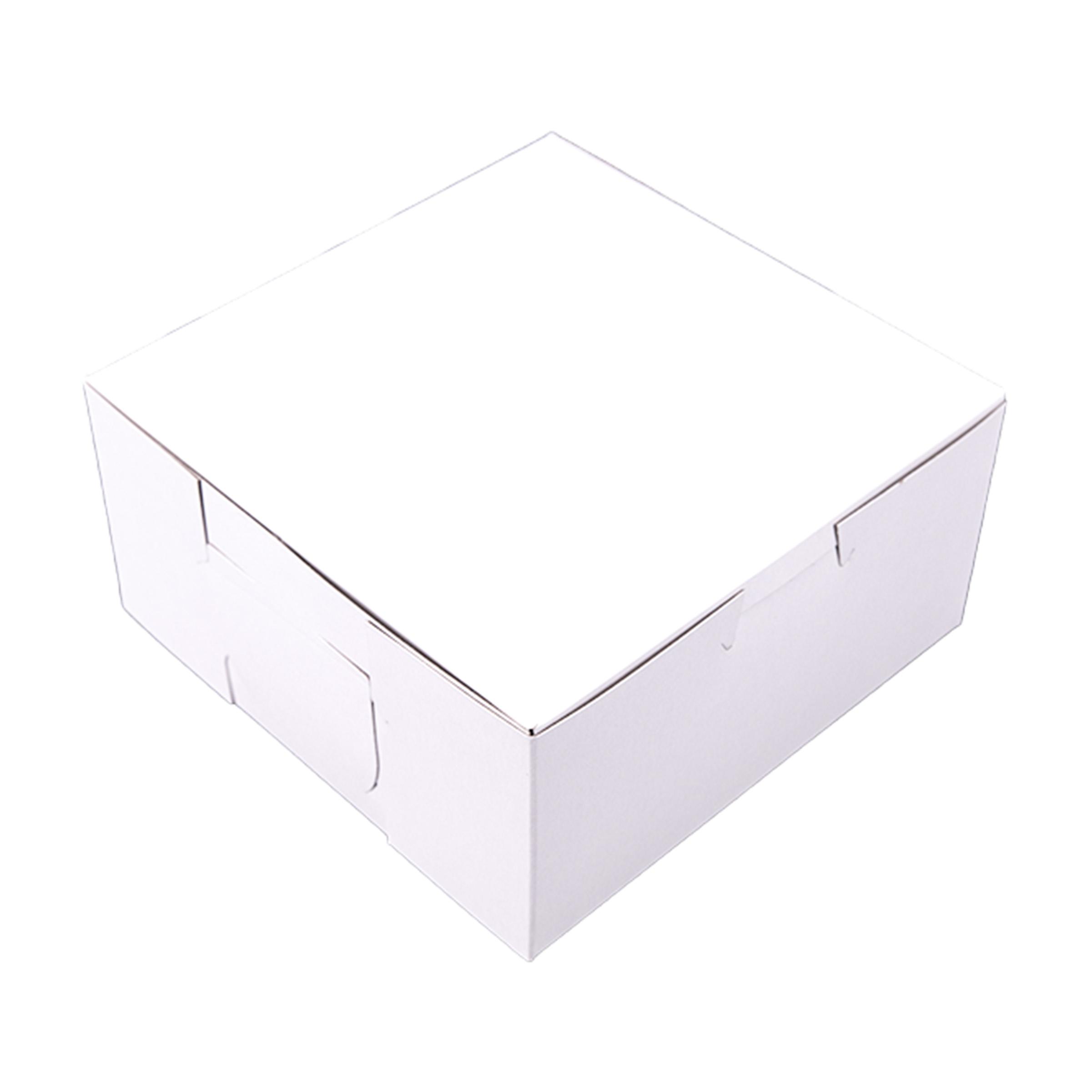 Bakery Box 6X6X3 IN Clay-Coated Kraft Board White Kraft Square Lock Corner Tuck Top 250/Bundle