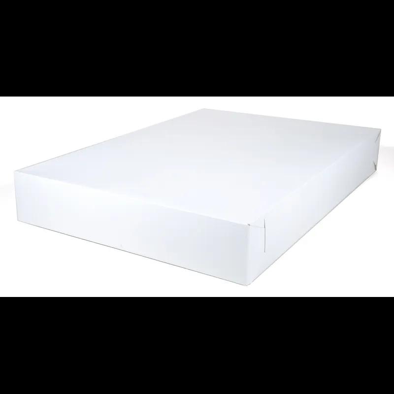 Cake Box Bottom Full Size 28X20X4 IN Clay-Coated Kraft Board White Kraft Rectangle Lock Corner 50/Bundle