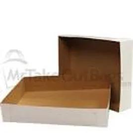 Cake Box Bottom Full Size 28X20X4 IN Clay-Coated Kraft Board White Kraft Rectangle Lock Corner 50/Bundle