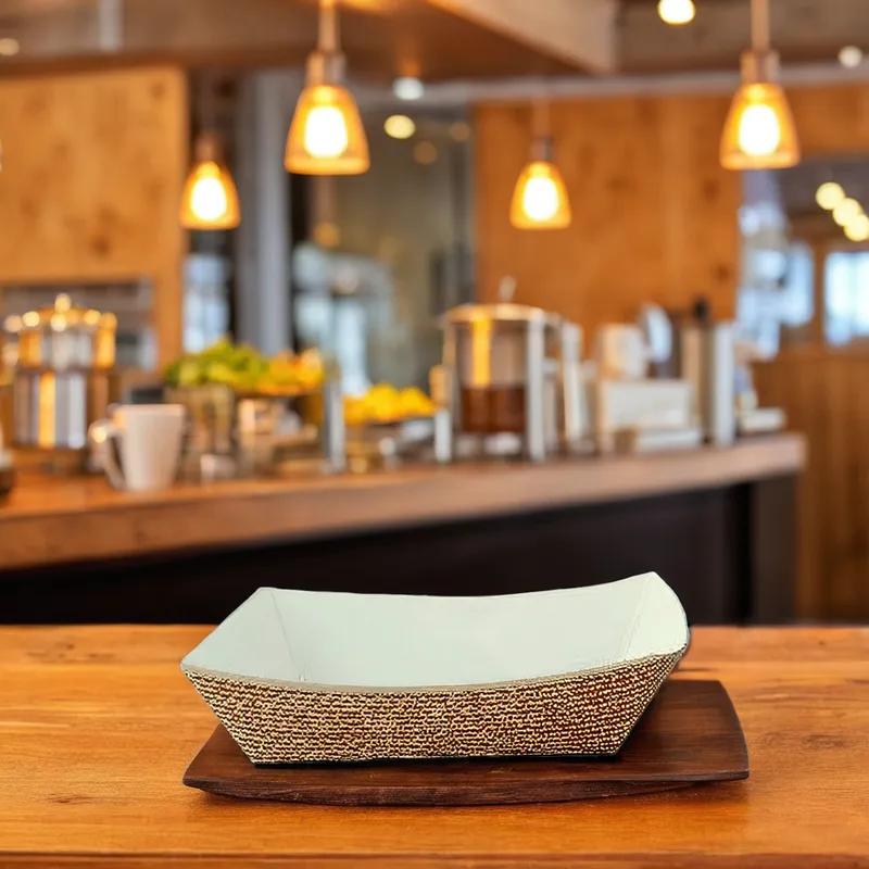 Food Tray 2.5 LB Clay-Coated Paperboard Brown Hearthstone Rectangle 500/Case