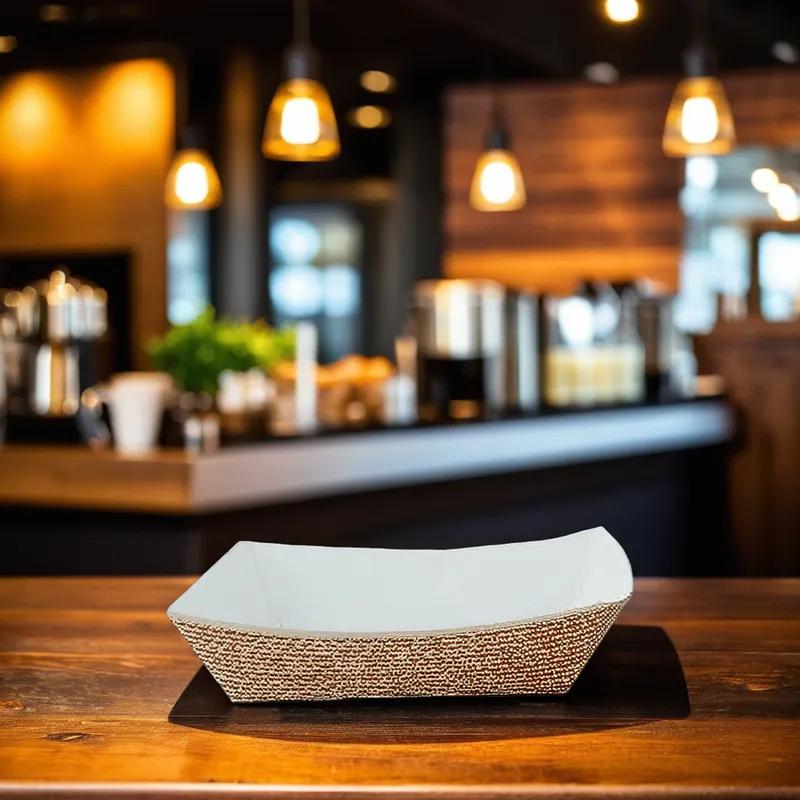 Food Tray 2.5 LB Clay-Coated Paperboard Brown Hearthstone Rectangle 500/Case