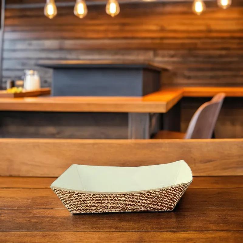 Food Tray 2.5 LB Clay-Coated Paperboard Brown Hearthstone Rectangle 500/Case