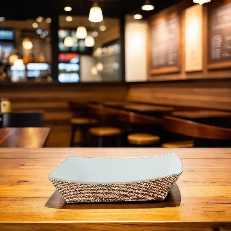 Food Tray 2.5 LB Clay-Coated Paperboard Brown Hearthstone Rectangle 500/Case