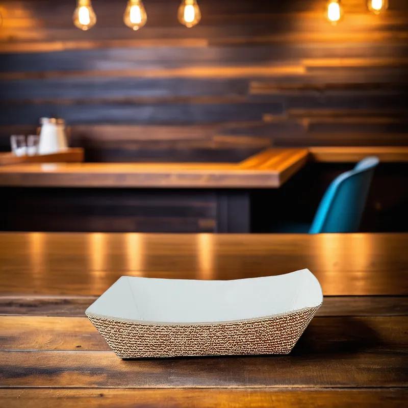 Food Tray 2.5 LB Clay-Coated Paperboard Brown Hearthstone Rectangle 500/Case