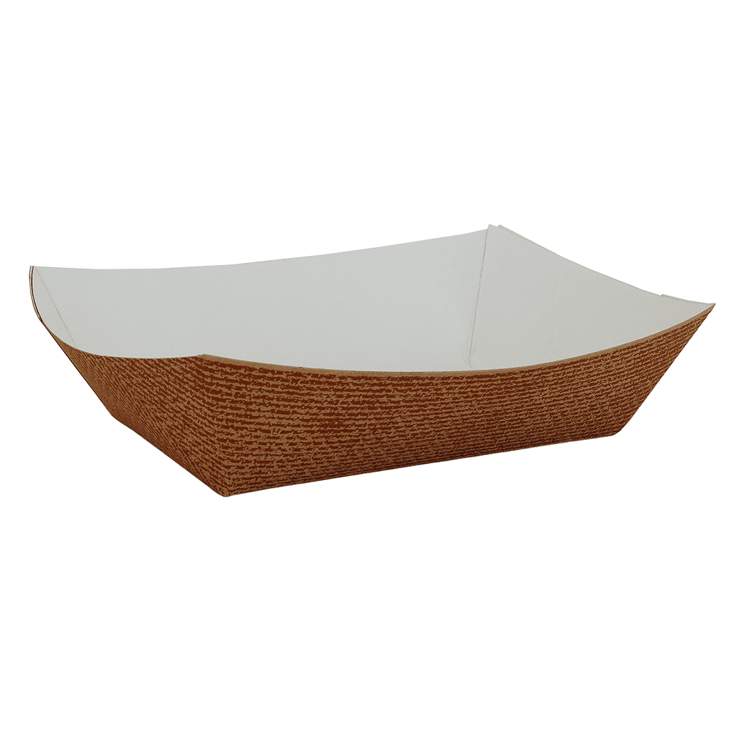 Food Tray 3 LB Clay-Coated Paperboard Brown White Hearthstone Rectangle 500/Case