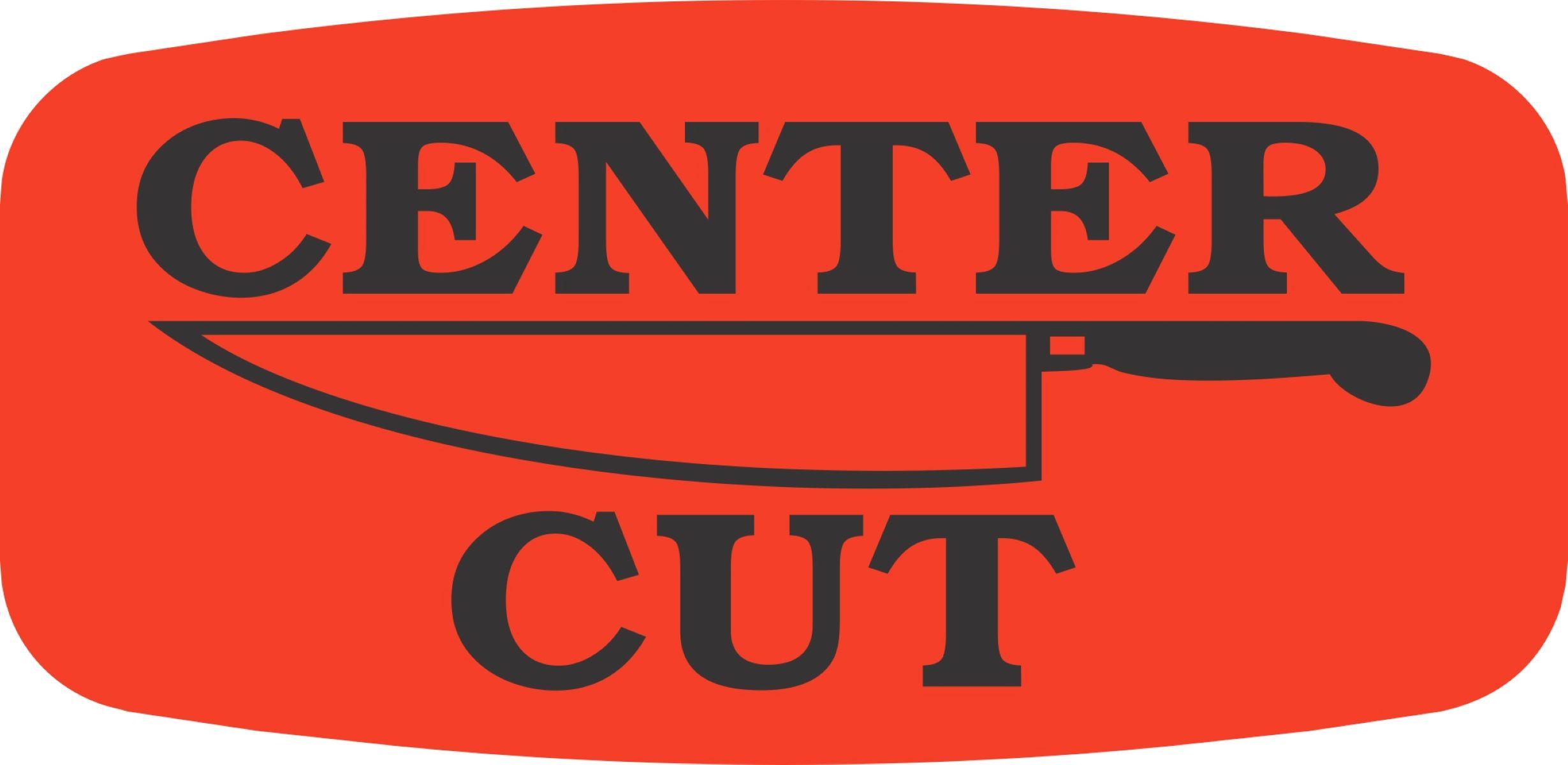 Center Cut Label 0.625X1.25 IN Black Fluorescent Red Short Oval 1000 Count/Roll 50 Rolls/Case 50000 Count/Case