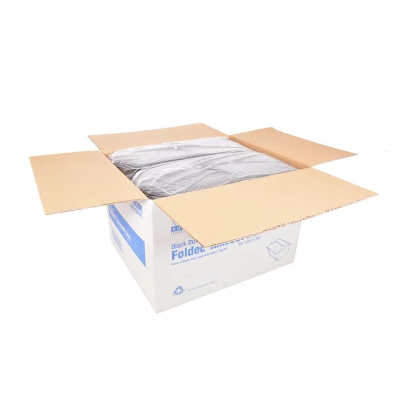 #3 Take-Out Box Fold-Top 7.75X5.5X2.5 IN Paper Black Rectangle 50 Count/Pack 4 Packs/Case 200 Count/Case