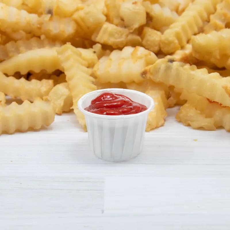 Solo® Souffle & Portion Cup 1 OZ Treated Paper White 250 Count/Bag 20 Bags/Case 5000 Count/Case