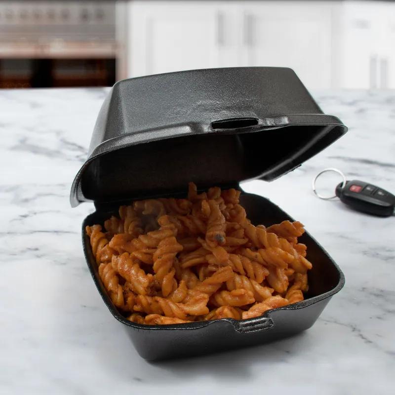 Dart® Sandwich Take-Out Container Hinged Large (LG) 5.82X6.11X3 IN XPS Black Insulated 125 Count/Pack 4 Packs/Case